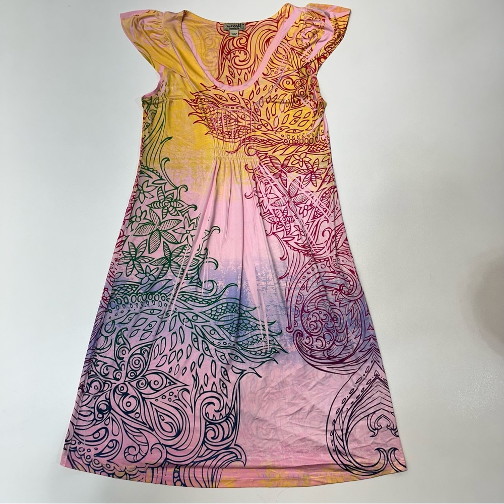 One World Vibrant Paisley Print Sleeveless Midi Dress Womens Size Medium